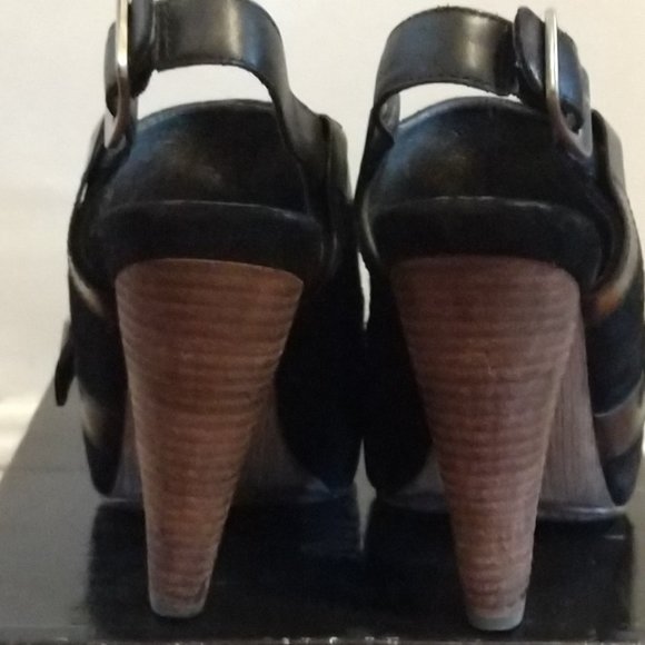 Miss Sixty "Taylor" Black Peep Toe Platform Heels - Size 38.5 (US 8.5) - Picture 5 of 10